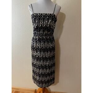 Lilli Diamond Vintage 1970s sequins sheath cocktail midi dress WOMENS 4